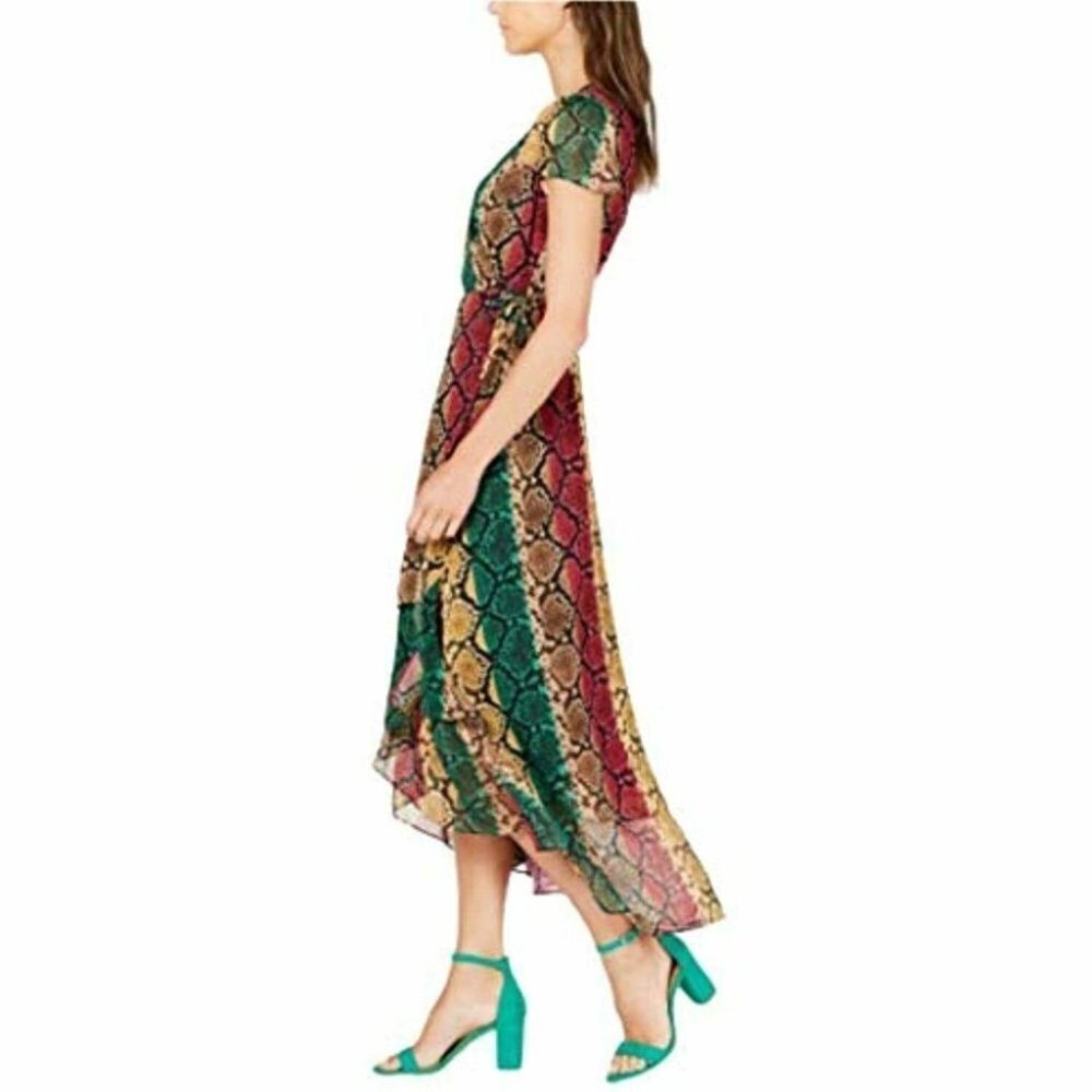 Inc Snake-Embossed Wrap Hi-Lo Midi Dress, Rainbow - Picture 3 of 4
